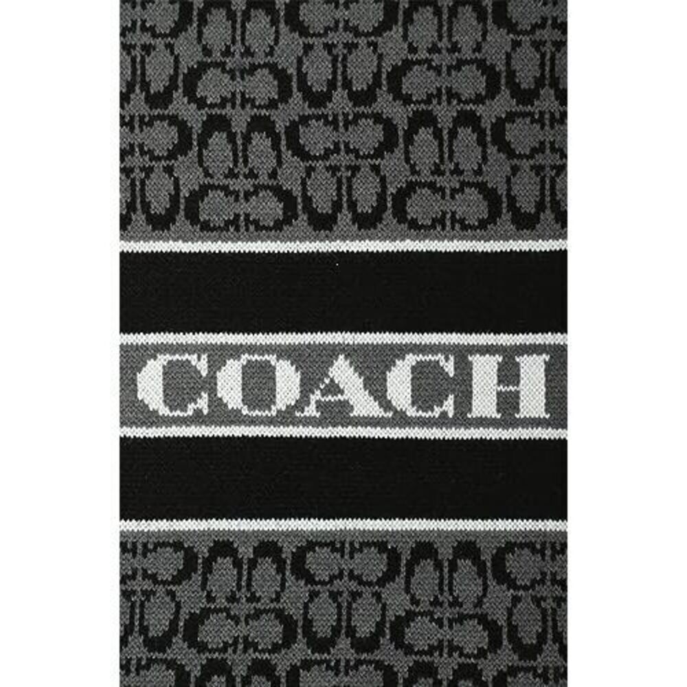 9586 Women's Signature C Logo Knit Scarf, Black, One - Picture 3 of 3